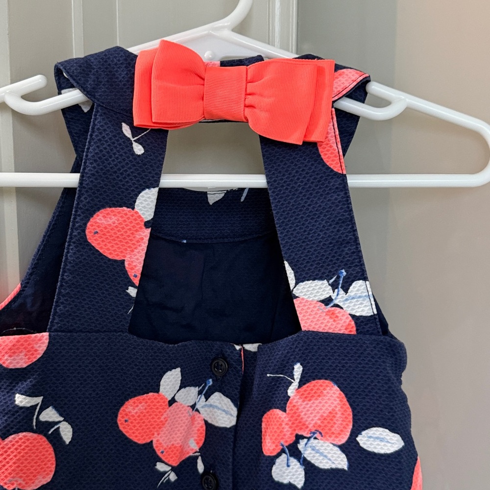 Janie and Jack navy and orange/peach sleeveless dress with bow detail size 3 - Picture 5 of 7